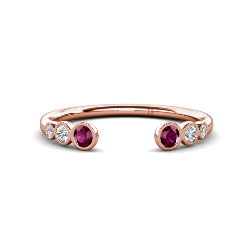 Makena Rhodolite Garnet and Lab Grown Diamonds Open Wedding Band 