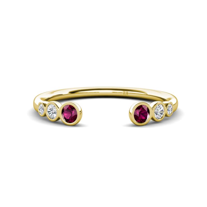 Makena Rhodolite Garnet and Lab Grown Diamonds Open Wedding Band 