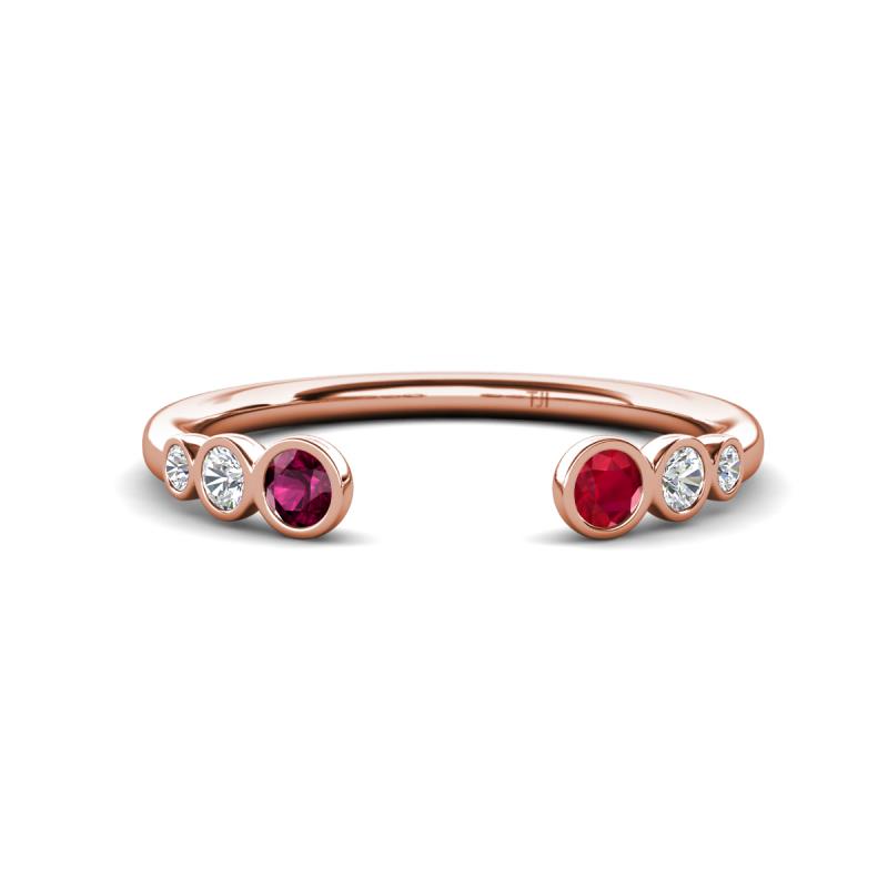 Makena Rhodolite Garnet and Ruby Open Wedding Band 