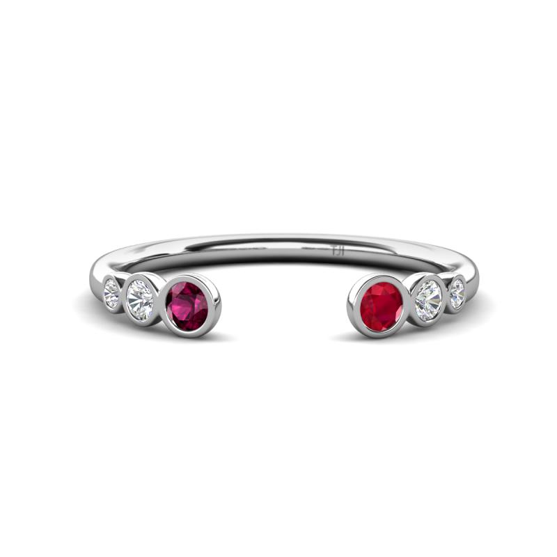 Makena Rhodolite Garnet and Ruby Open Wedding Band 