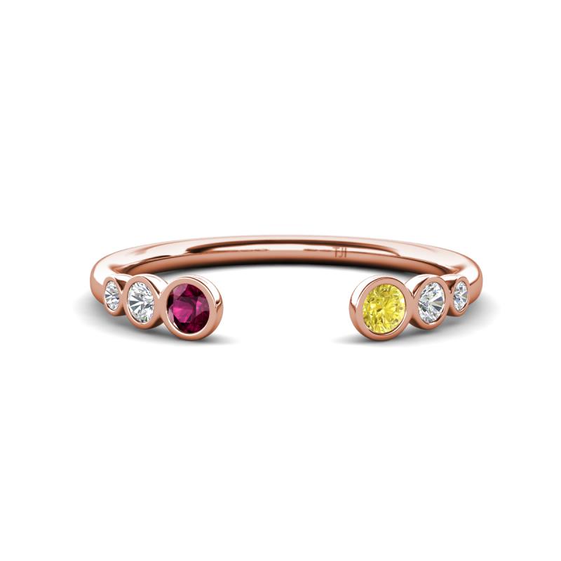 Makena Rhodolite Garnet and Yellow Diamond Open Wedding Band 