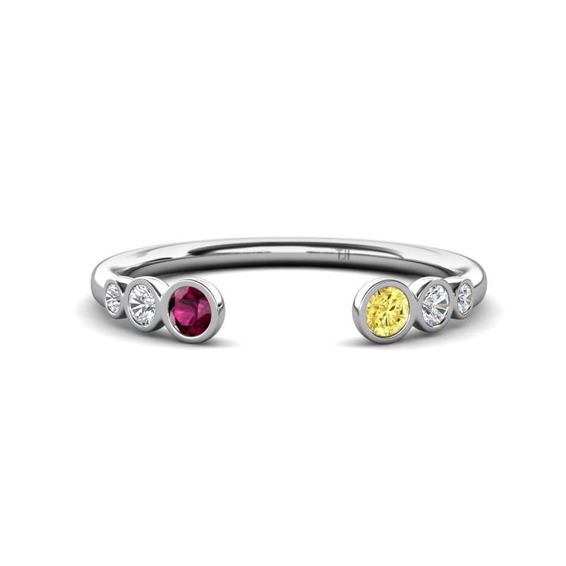 Makena Rhodolite Garnet and Yellow Sapphire Open Wedding Band 