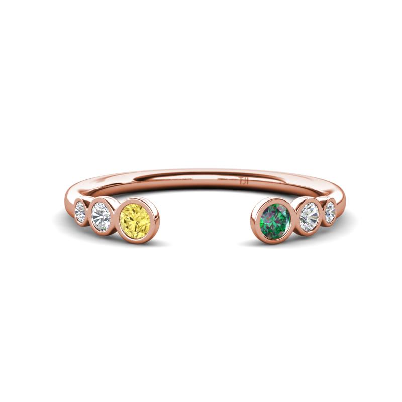 Makena Yellow Sapphire and Created Alexandrite Open Wedding Band 