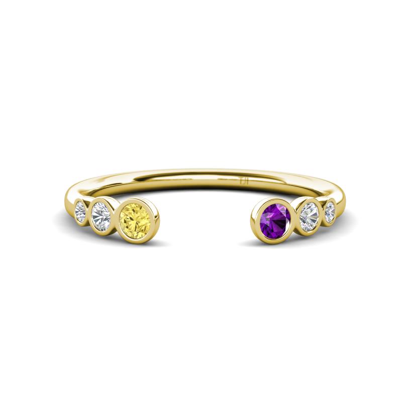 Makena Yellow Sapphire and Amethyst Open Wedding Band 