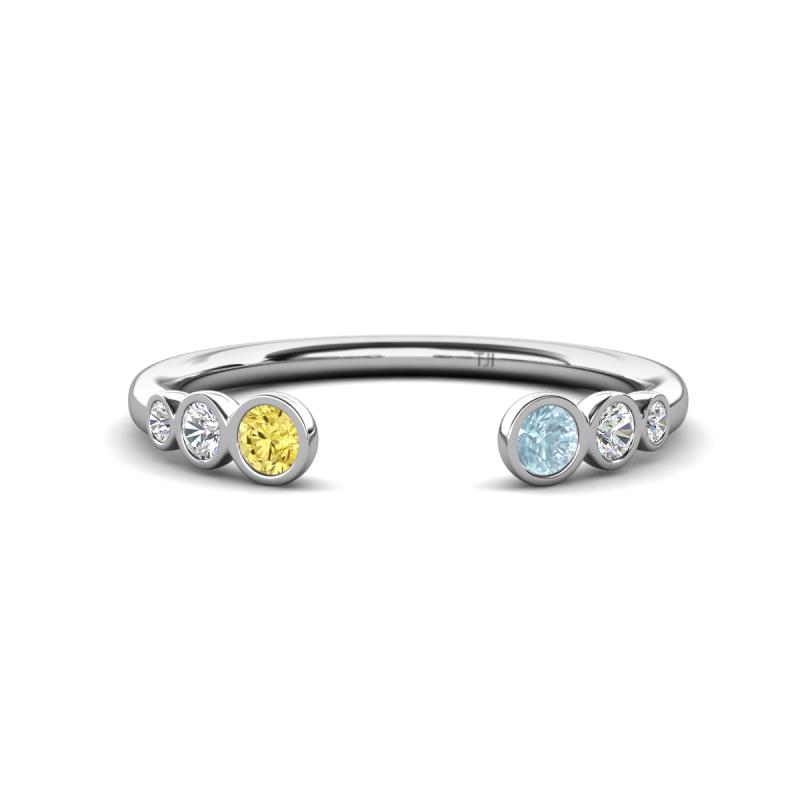 Makena Yellow Sapphire and Aquamarine Open Wedding Band 