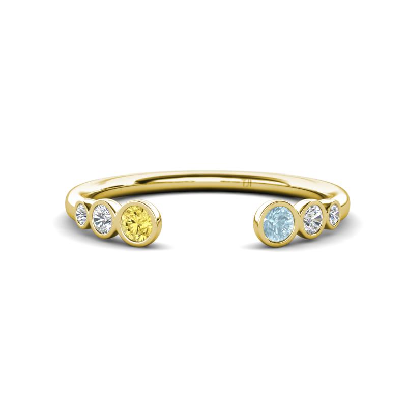 Makena Yellow Sapphire and Aquamarine Open Wedding Band 