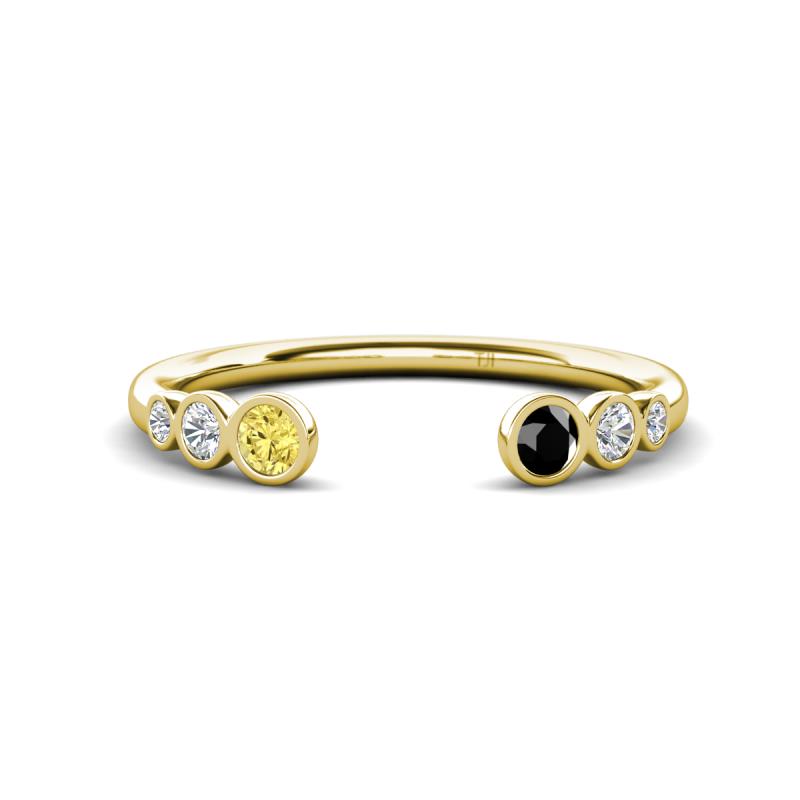 Makena Yellow Sapphire and Black Diamond Open Wedding Band 