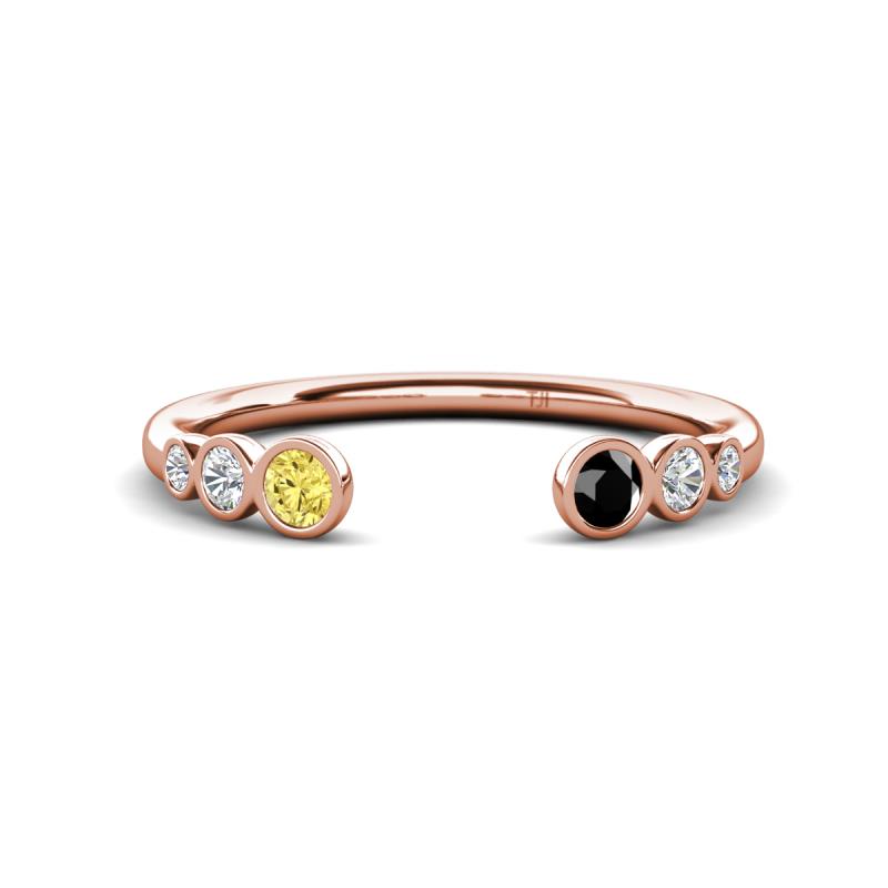 Makena Yellow Sapphire and Black Diamond Open Wedding Band 