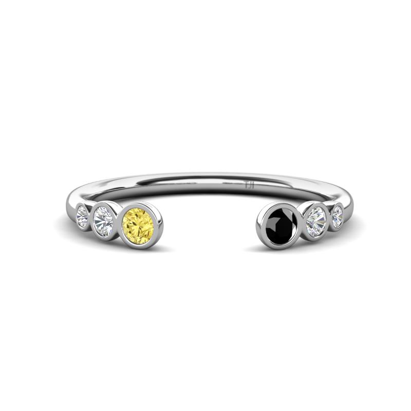 Makena Yellow Sapphire and Black Diamond Open Wedding Band 