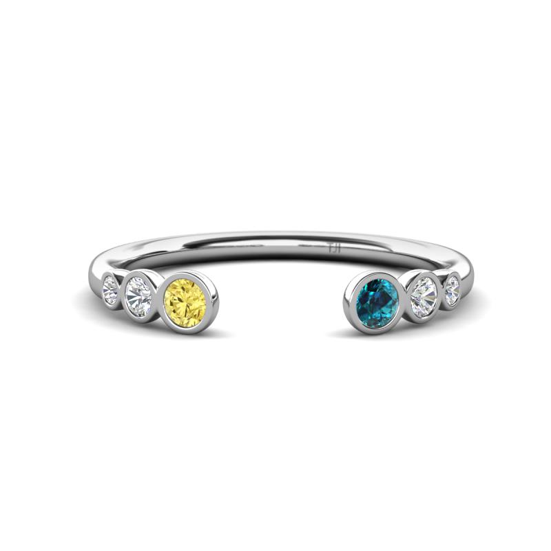 Makena Yellow Sapphire and Blue Diamond Open Wedding Band 