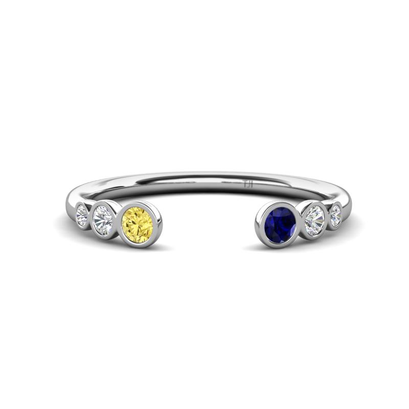 Makena Yellow Sapphire and Blue Sapphire Open Wedding Band 