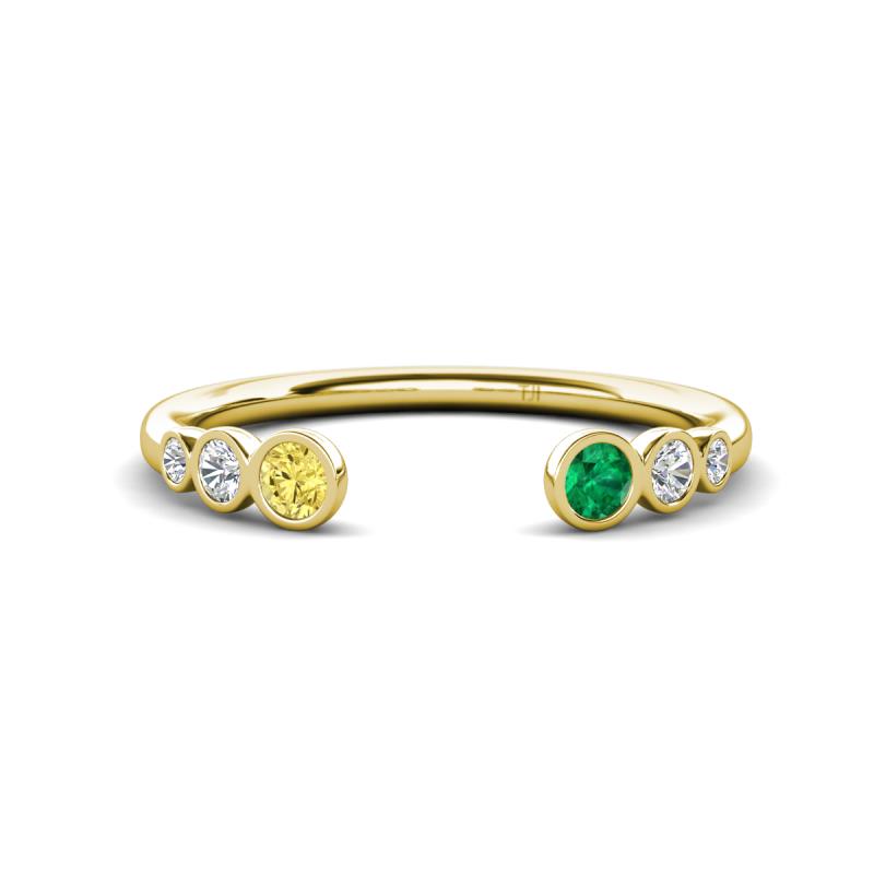 Makena Yellow Sapphire and Emerald Open Wedding Band 