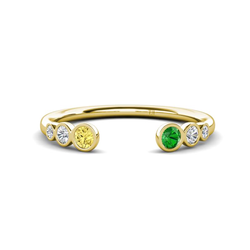 Makena Yellow Sapphire and Green Garnet Open Wedding Band 