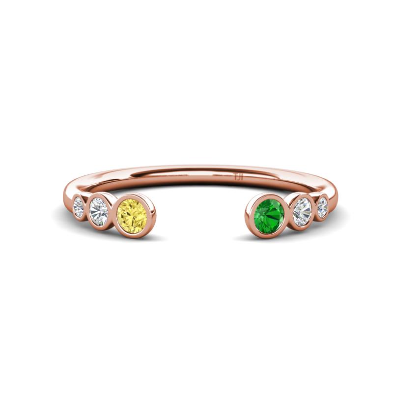 Makena Yellow Sapphire and Green Garnet Open Wedding Band 