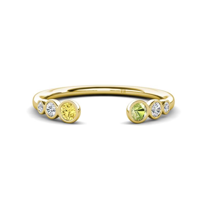 Makena Yellow Sapphire and Peridot Open Wedding Band 