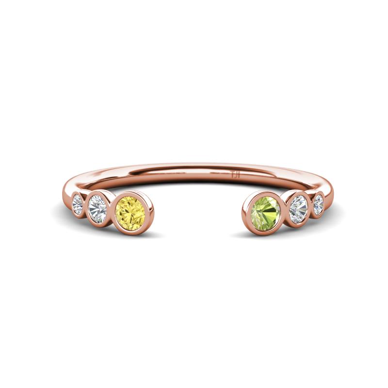 Makena Yellow Sapphire and Peridot Open Wedding Band 