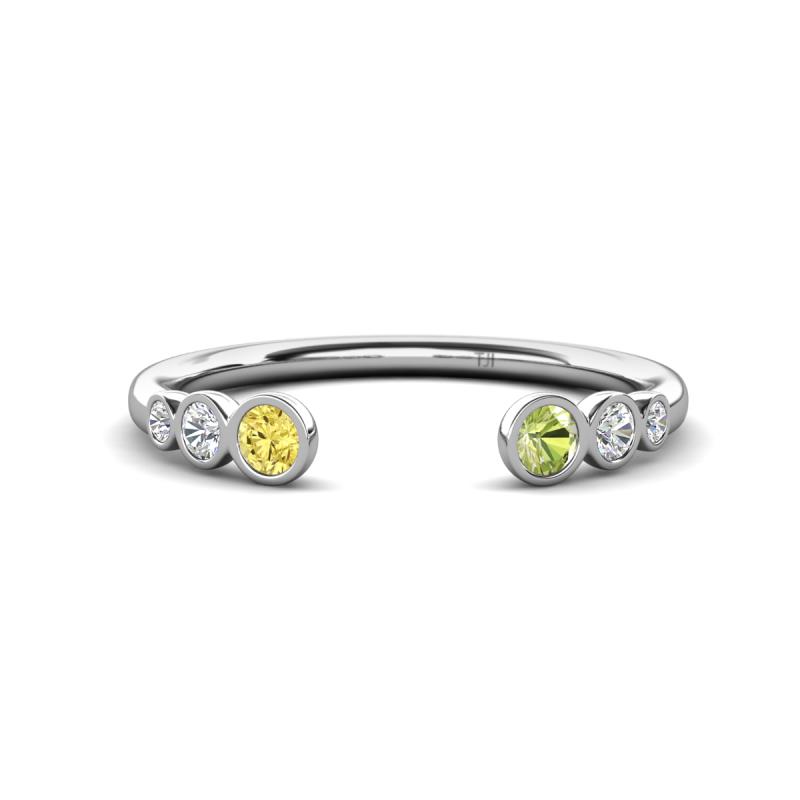 Makena Yellow Sapphire and Peridot Open Wedding Band 