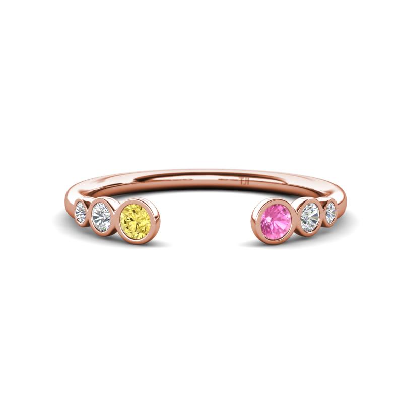 Makena Yellow Sapphire and Pink Sapphire Open Wedding Band 