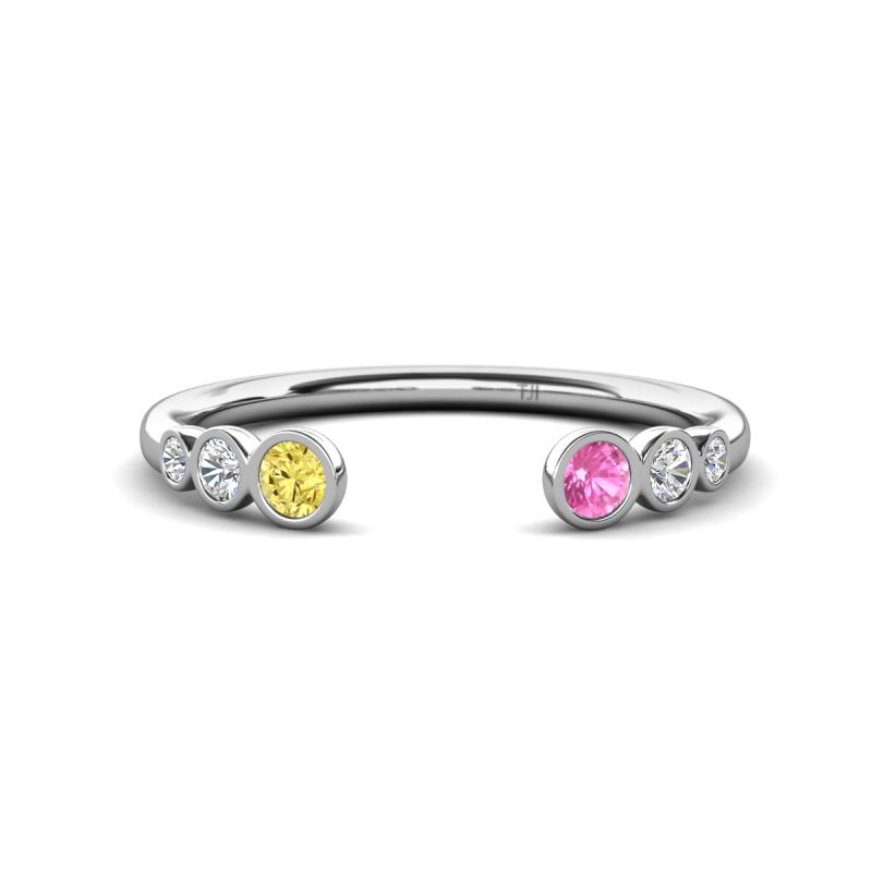 Makena Yellow Sapphire and Pink Sapphire Open Wedding Band 