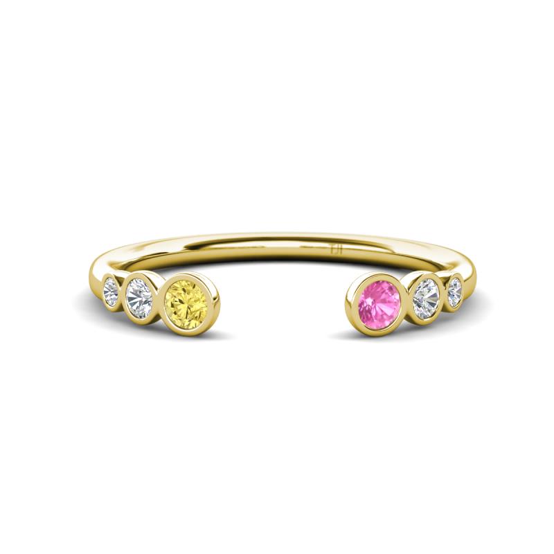 Makena Yellow Sapphire and Pink Sapphire Open Wedding Band 