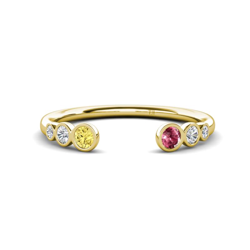 Makena Yellow Sapphire and Pink Tourmaline Open Wedding Band 