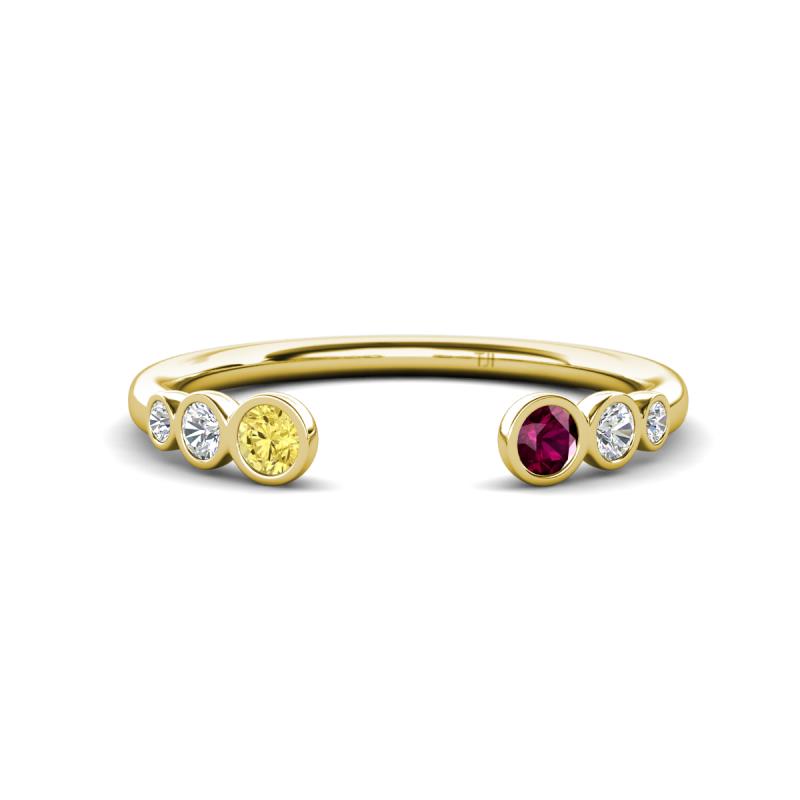 Makena Yellow Sapphire and Rhodolite Garnet Open Wedding Band 