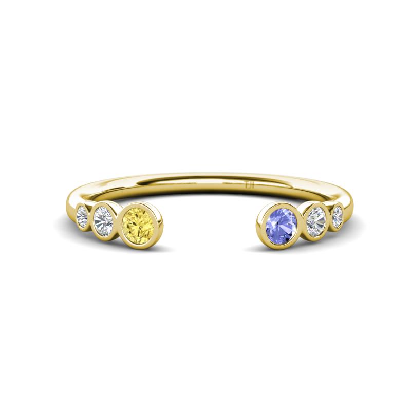 Makena Yellow Sapphire and Tanzanite Open Wedding Band 