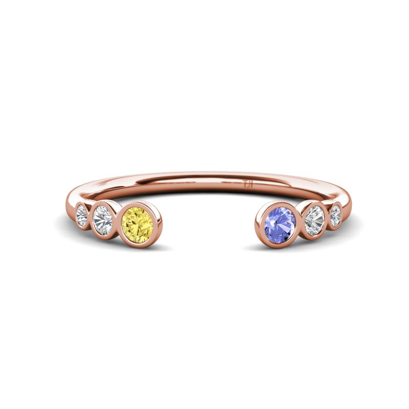 Makena Yellow Sapphire and Tanzanite Open Wedding Band 