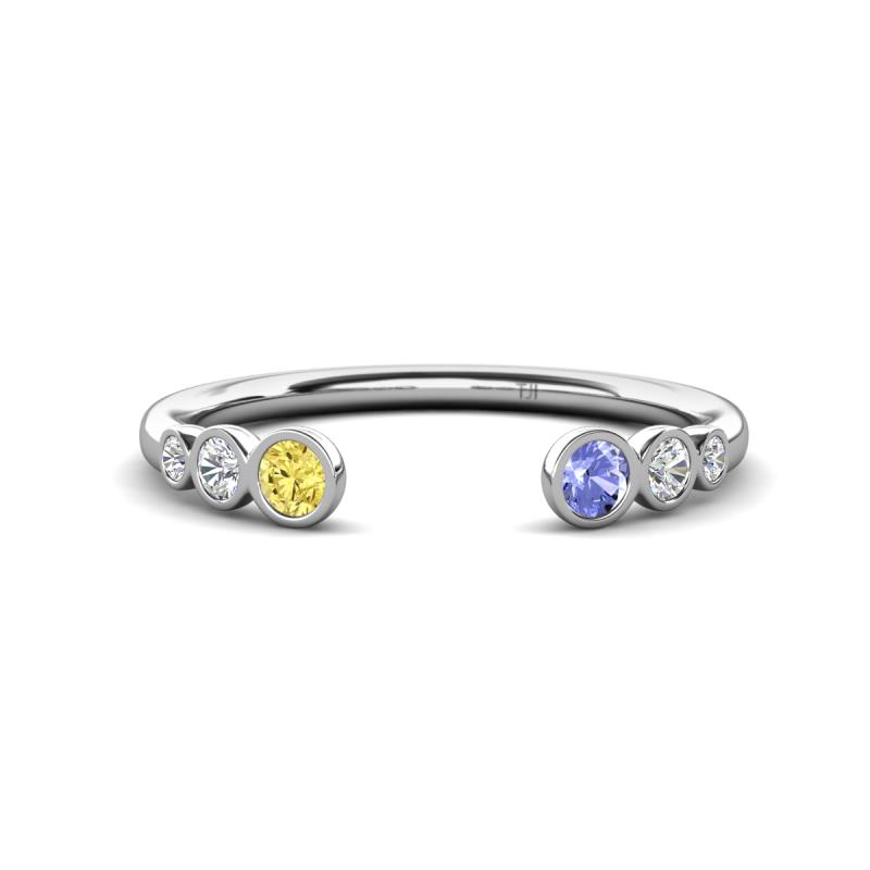 Makena Yellow Sapphire and Tanzanite Open Wedding Band 