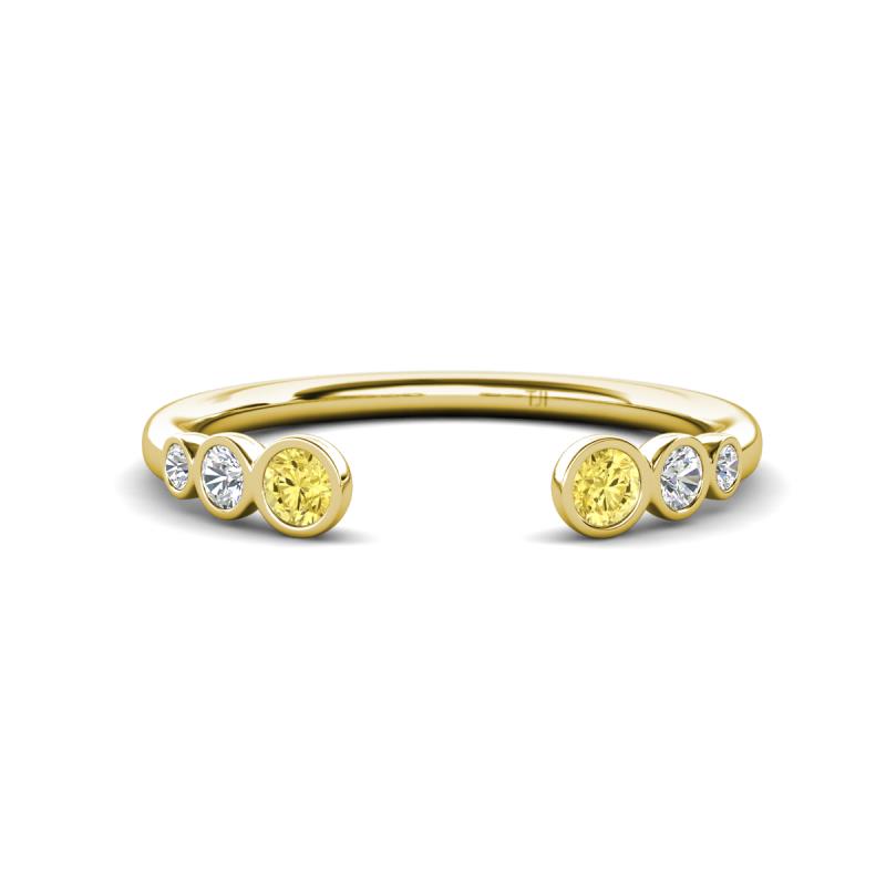 Makena Yellow Sapphire and Lab Grown Diamonds Open Wedding Band 