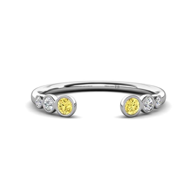 Makena Yellow Sapphire and Lab Grown Diamonds Open Wedding Band 