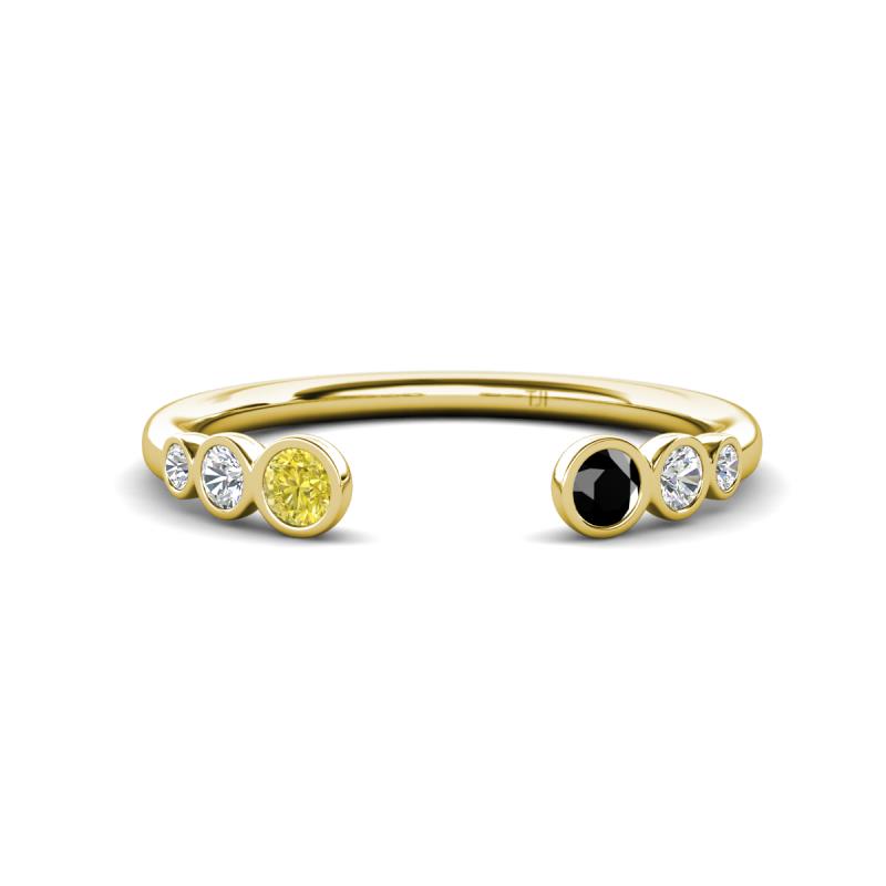 Makena Yellow Diamond and Black Diamond Open Wedding Band 