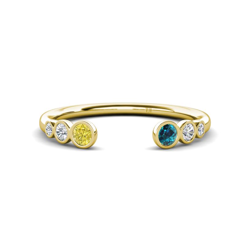 Makena Yellow Diamond and Blue Diamond Open Wedding Band 