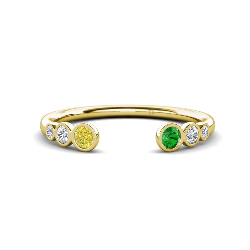 Makena Yellow Diamond and Green Garnet Open Wedding Band 