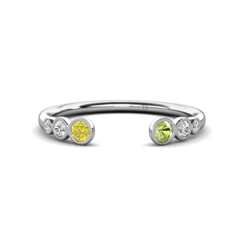 Makena Yellow Diamond and Peridot Open Wedding Band 