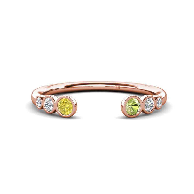 Makena Yellow Diamond and Peridot Open Wedding Band 