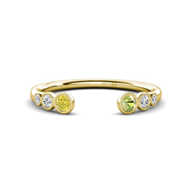 Makena Yellow Diamond and Peridot Open Wedding Band 