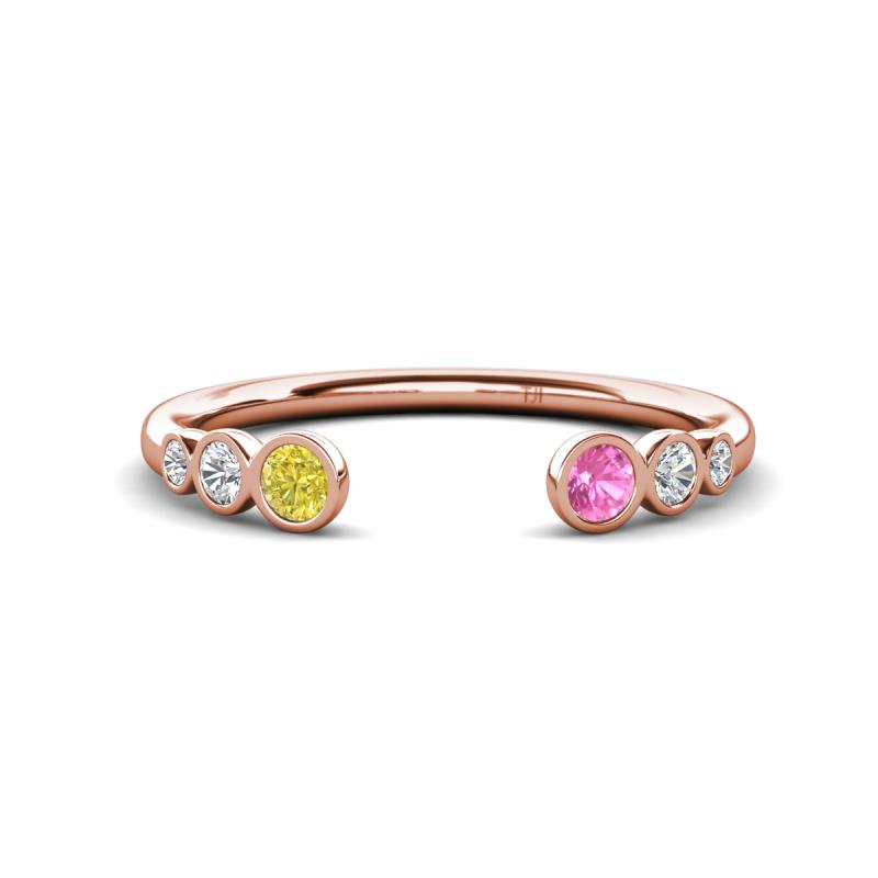 Makena Yellow Diamond and Pink Sapphire Open Wedding Band 