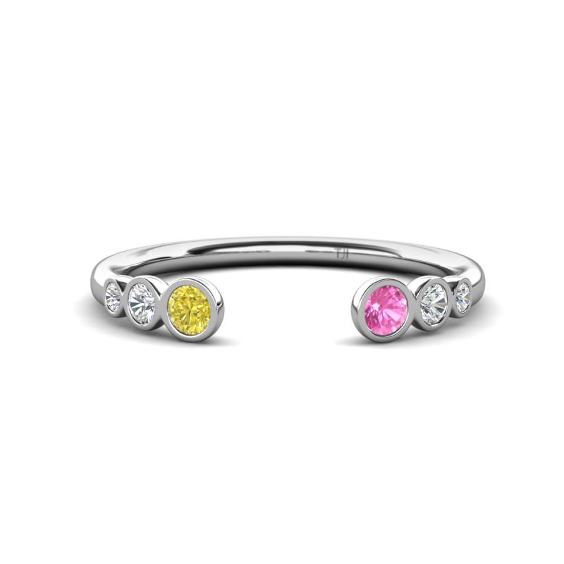 Makena Yellow Diamond and Pink Sapphire Open Wedding Band 
