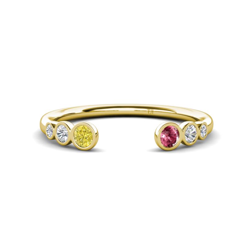 Makena Yellow Diamond and Pink Tourmaline Open Wedding Band 