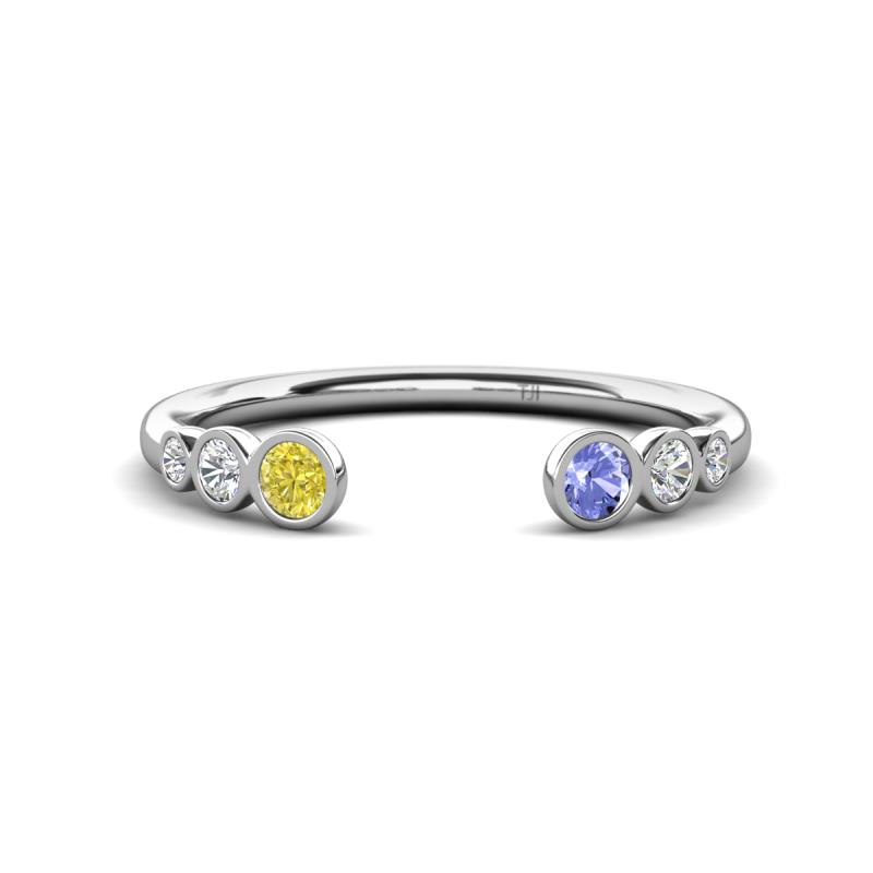 Makena Yellow Diamond and Tanzanite Open Wedding Band 