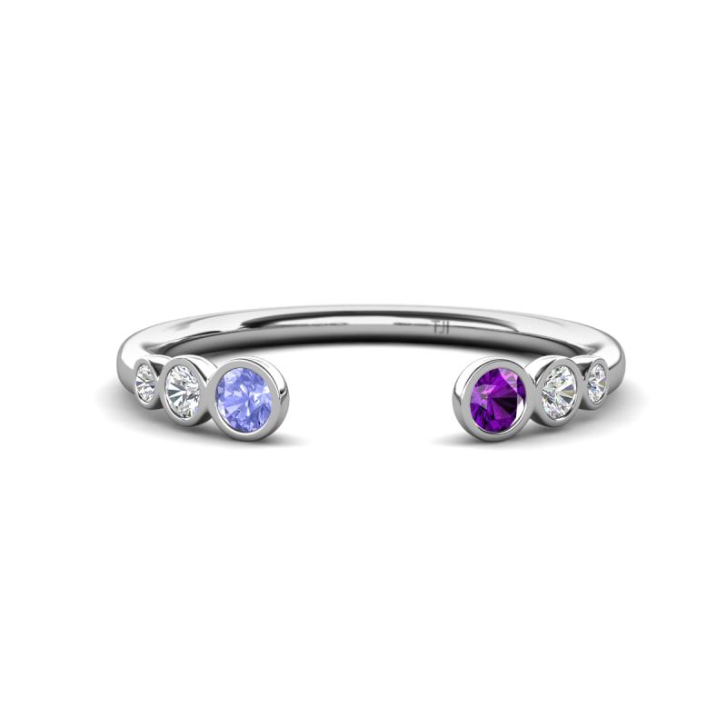 Makena Tanzanite and Amethyst Open Wedding Band 