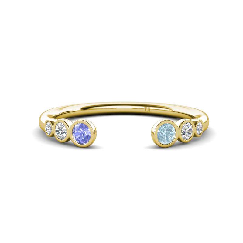Makena Tanzanite and Aquamarine Open Wedding Band 