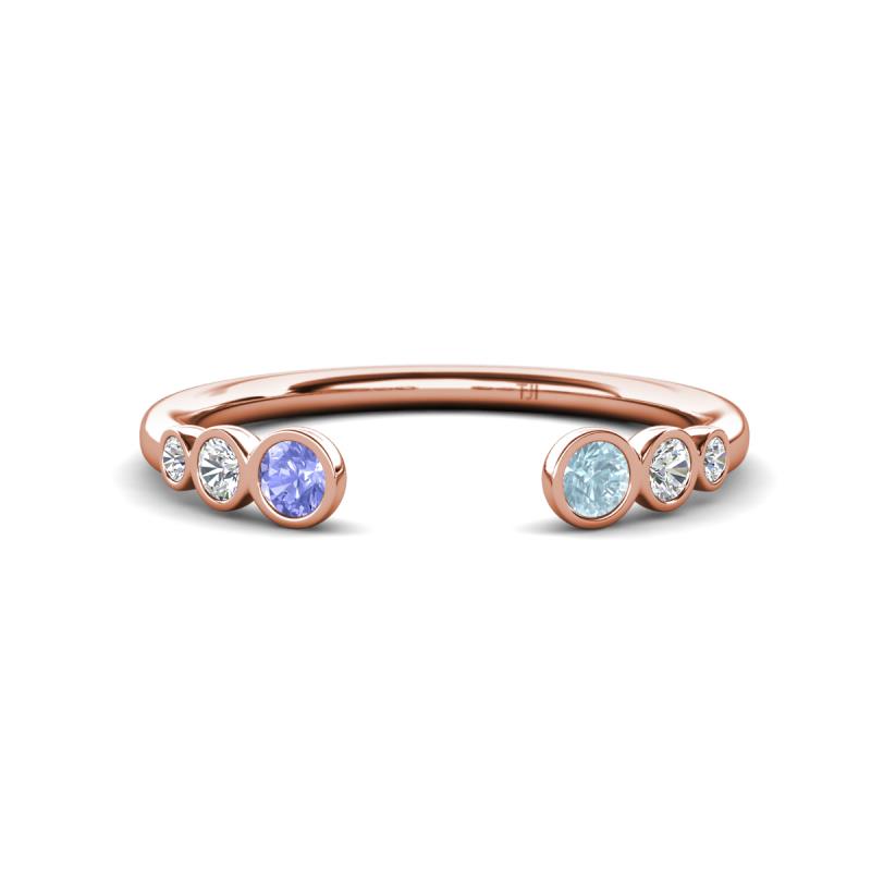 Makena Tanzanite and Aquamarine Open Wedding Band 