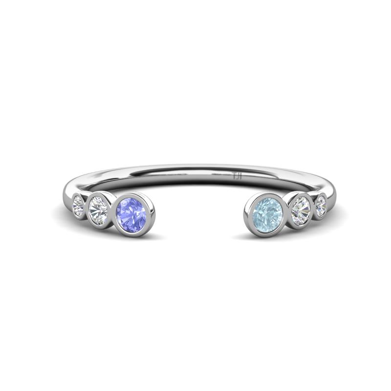 Makena Tanzanite and Aquamarine Open Wedding Band 