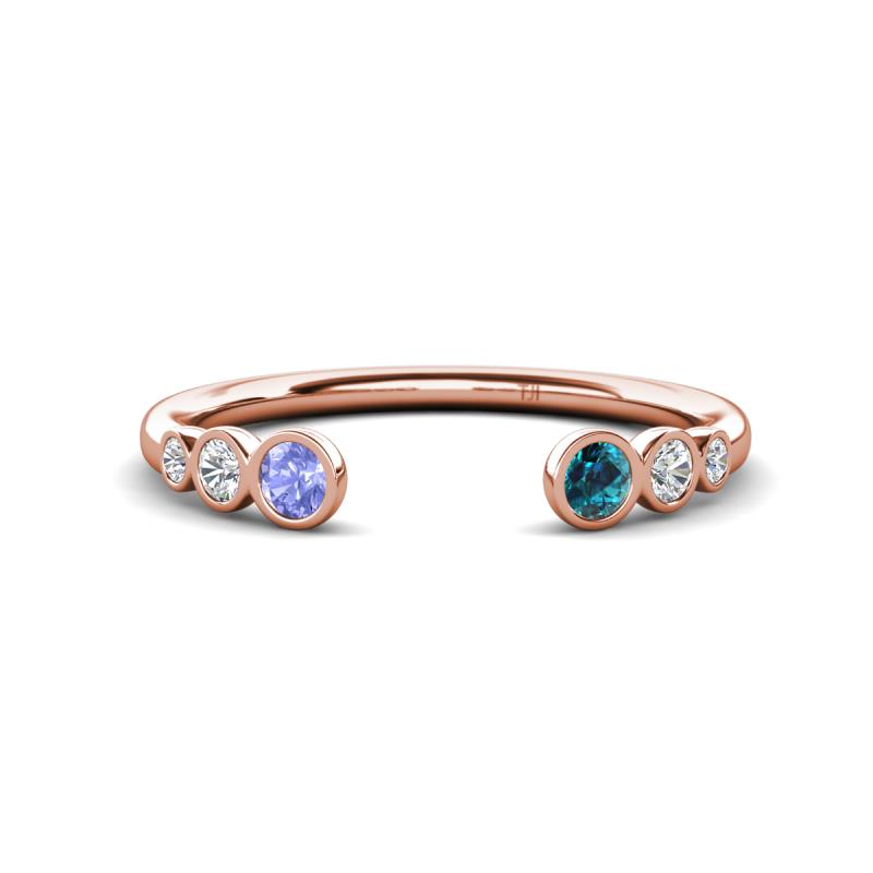 Makena Tanzanite and Blue Diamond Open Wedding Band 