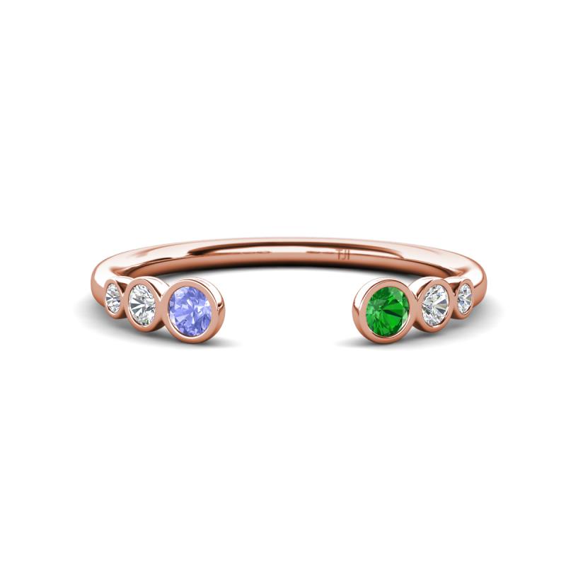 Makena Tanzanite and Green Garnet Open Wedding Band 