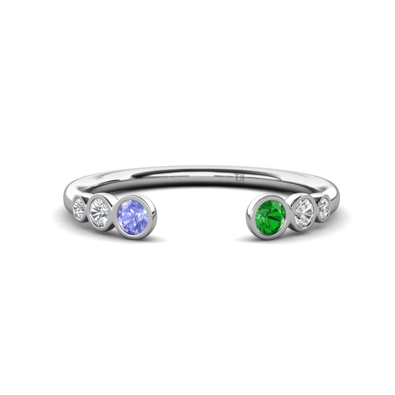 Makena Tanzanite and Green Garnet Open Wedding Band 