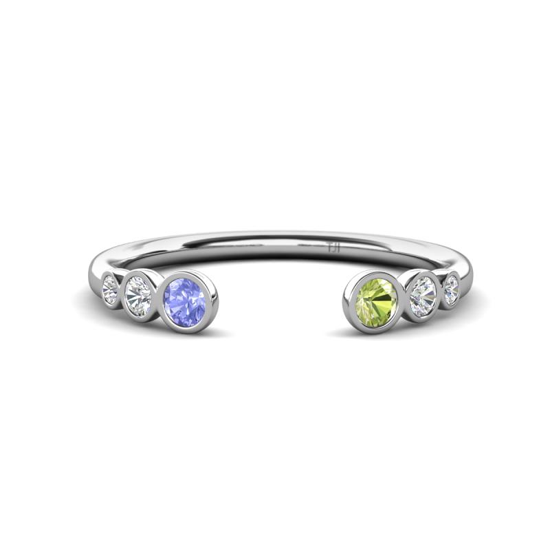 Makena Tanzanite and Peridot Open Wedding Band 