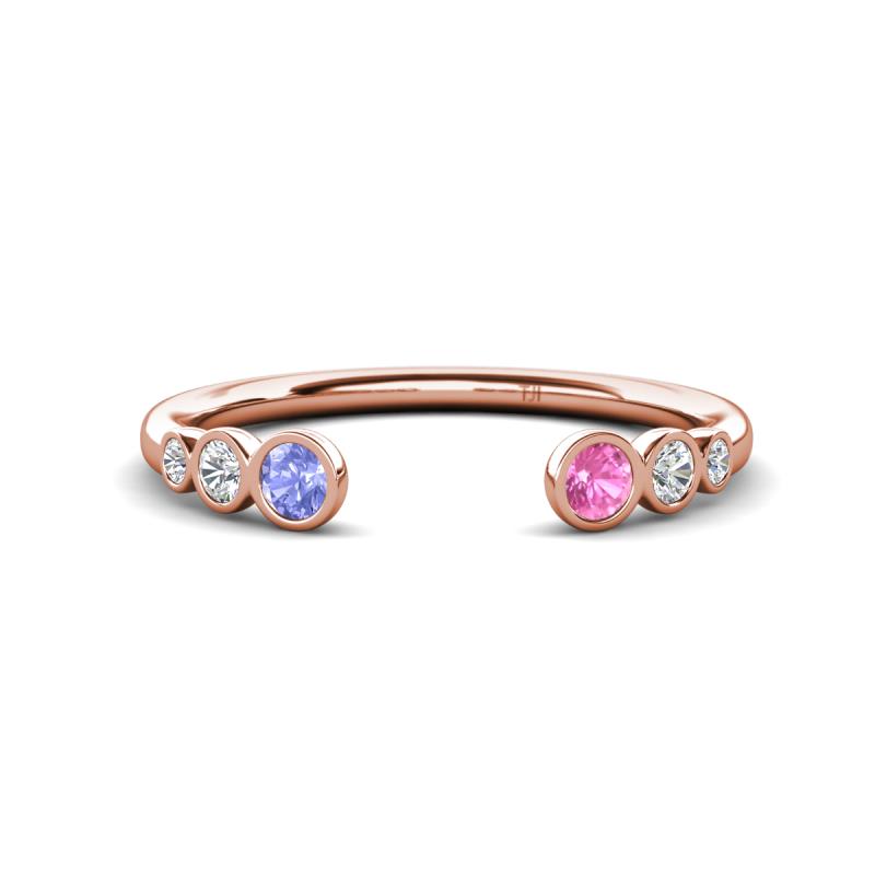 Makena Tanzanite and Pink Sapphire Open Wedding Band 